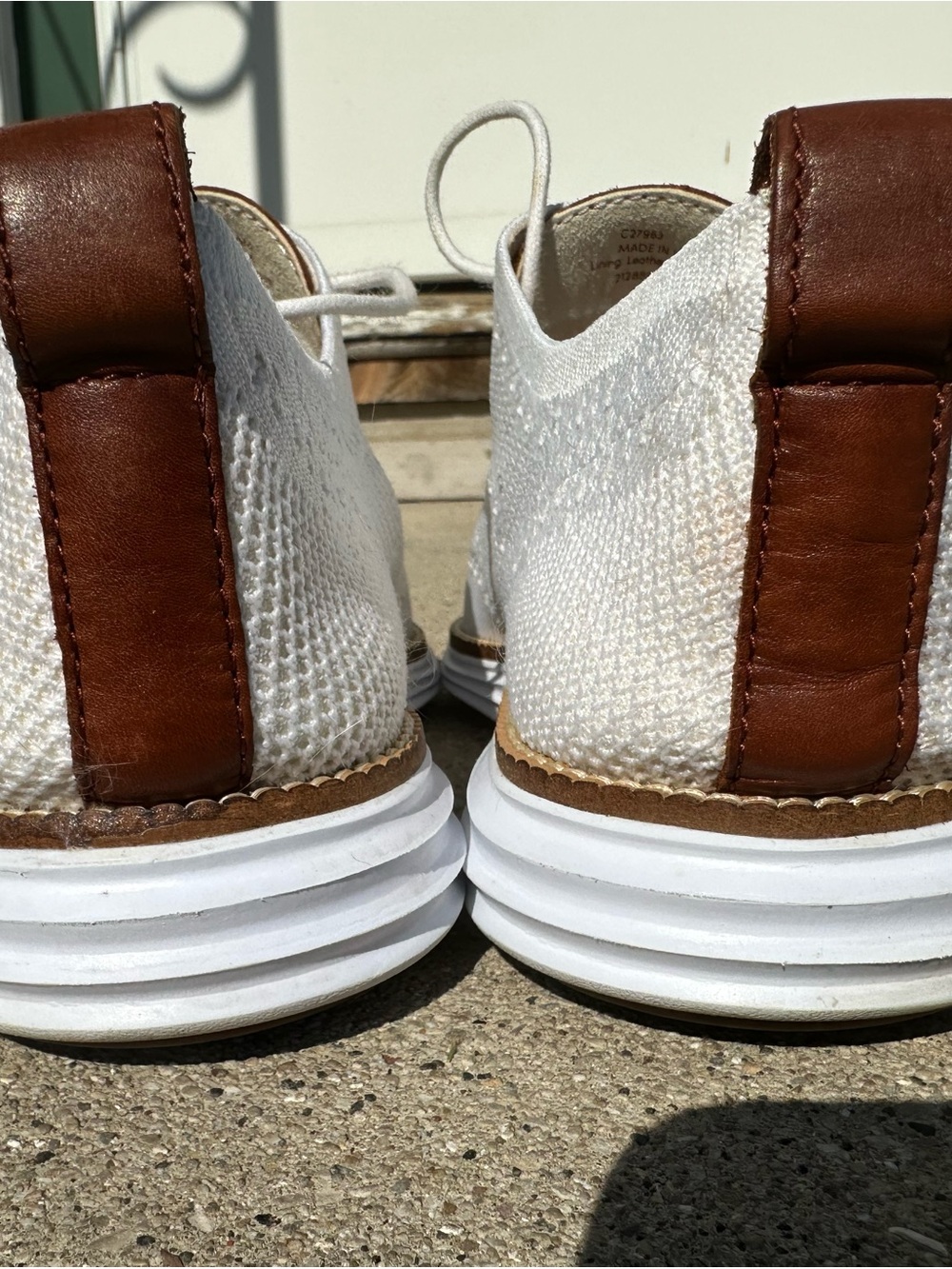 Cole Haan White Knit Oxford with Brown Heel Tab - Picture 4 of 7
